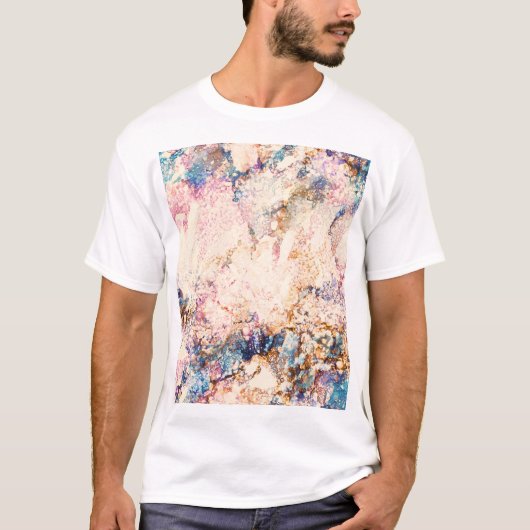 Marmervloeistof Abstract Patroon T-shirt (Voorkant)