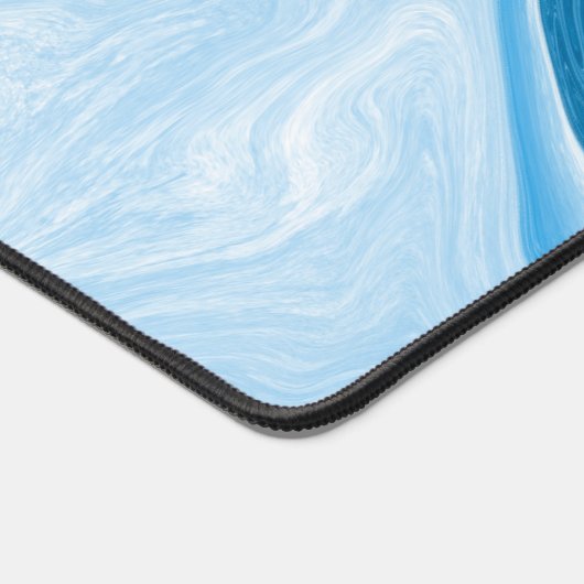 Marmervloeistof Art Blauw en Wit Bureaumat (Hoek)