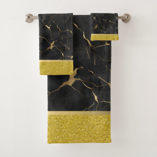 Marmerzwart & Goud Luxe Handdoekenset Bad Handdoek