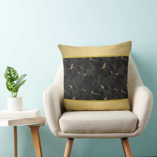 Marmerzwart & Goud Luxe Kussen
