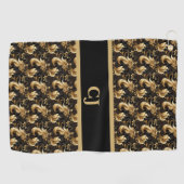 Marmerzwart gouden golfspons golfhanddoek (Horizontaal)