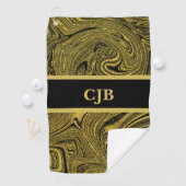 Marmerzwart gouden golfspons golfhanddoek (Insitu)
