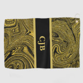 Marmerzwart gouden golfspons golfhanddoek (Horizontaal)