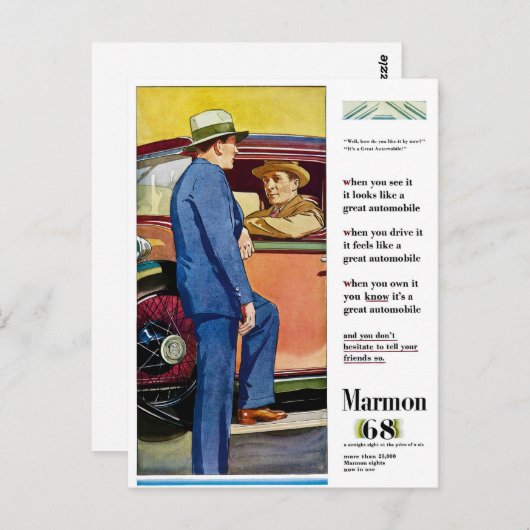 Marmon 68 - automatische reclame briefkaart (Voorkant / Achterkant)