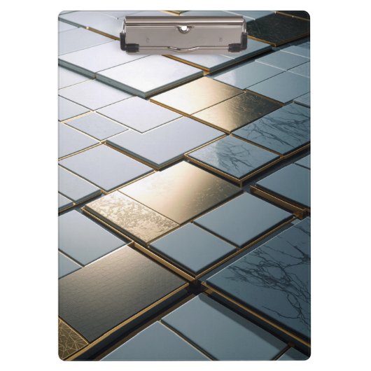 Marmor Gold Fliesen Luxus Geometrie Klembord (Voorkant)