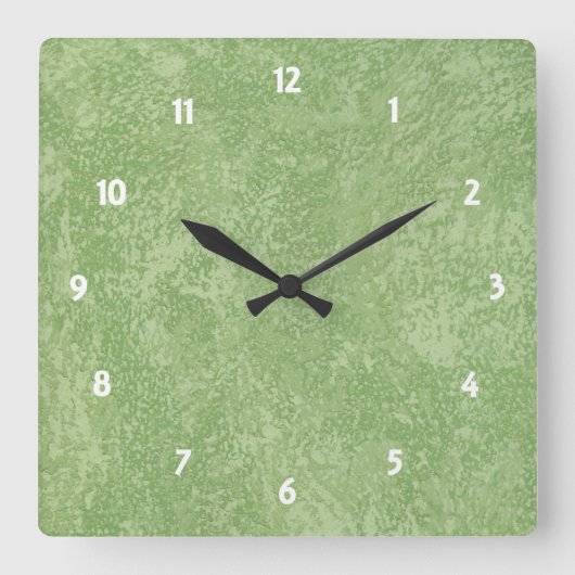 Marmorino Green Faux Finish Square Clock Vierkante Klok (Voorkant)