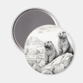 Marmot Animal Discovery Wild Natuur Ink Sketch Art Magneet (Voorkant / Achterkant)