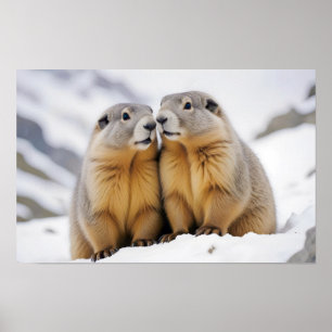 Marmot Animal Natuur Wildlife Affection Caring Poster
