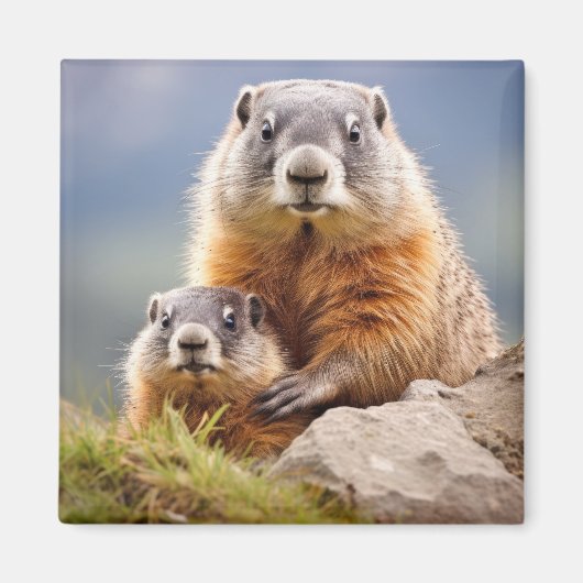 Marmot Animal Wild Beauty Vrijheid Wildernis Liefd Magneet (Voorkant)
