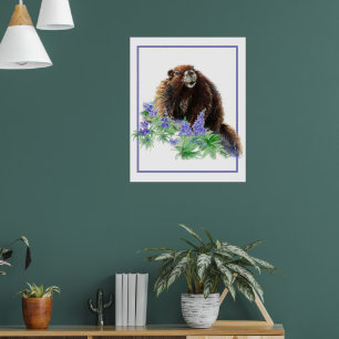 Marmot Bosmarmot Dier Aquarel Wilde Dieren Kunst Poster