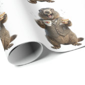 Marmot die thee drinkt cadeaupapier (Rol Hoek)
