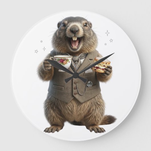 Marmot die thee drinkt grote klok (Voorkant)