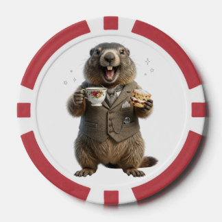 Marmot die thee drinkt poker chips