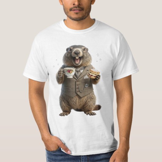 Marmot die thee drinkt t-shirt (Voorkant)