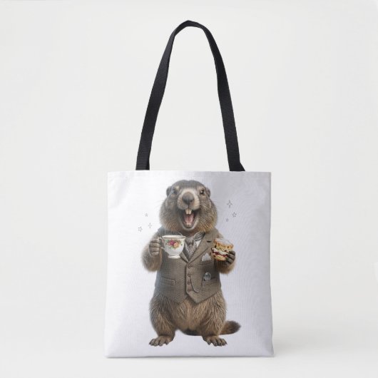 Marmot die thee drinkt tote bag (Voorkant)