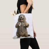 Marmot die thee drinkt tote bag (Dichtbij)