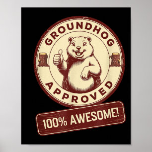 Marmot Goedgekeurd 100% Geweldig Grappig Vintage Poster