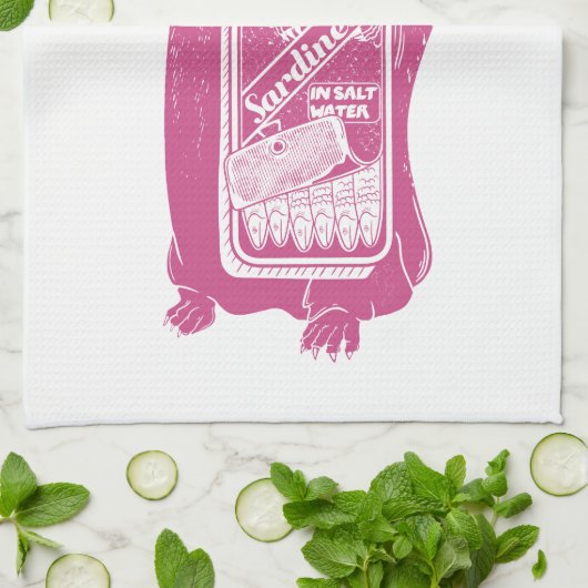 Marmot Groundhog eet sardines Theedoek (Gevouwen)