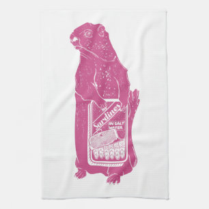 Marmot Groundhog eet sardines Theedoek
