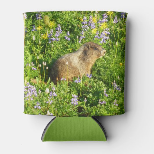Marmot in Mount Rainier Wildbloemen Blikjeskoeler (Voorkant)