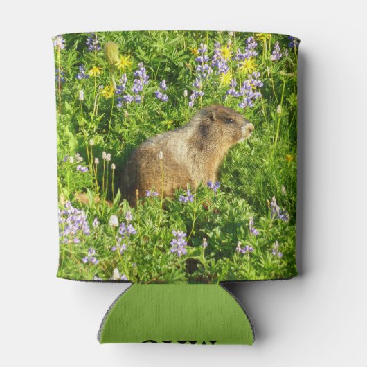 Marmot in Mount Rainier Wildbloemen Blikjeskoeler (Achterkant)