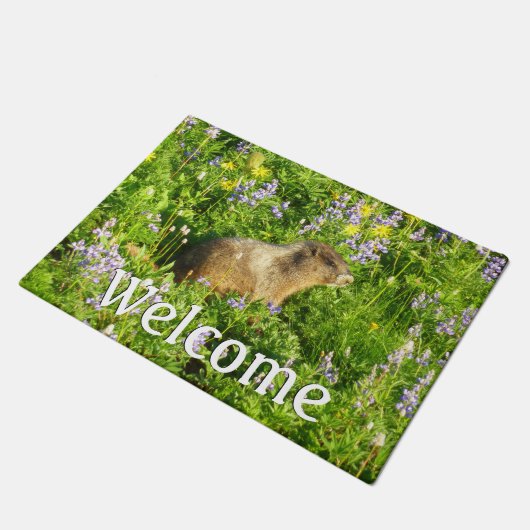 Marmot in Mount Rainier Wildbloemen Deurmat (Schuin)