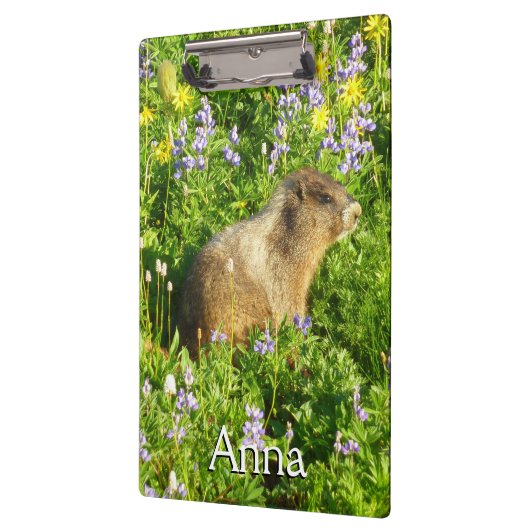 Marmot in Mount Rainier Wildbloemen Klembord (Links)
