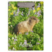 Marmot in Mount Rainier Wildbloemen Klembord (Voorkant)