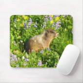 Marmot in Mount Rainier Wildbloemen Muismat (Met muis)
