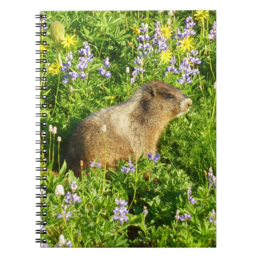 Marmot in Mount Rainier Wildbloemen Notitieboek (Voorkant)