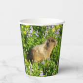 Marmot in Mount Rainier Wildbloemen Papieren Bekers (Achterkant)