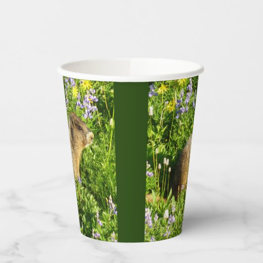 Marmot in Mount Rainier Wildbloemen Papieren Bekers (Links)