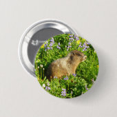 Marmot in Mount Rainier Wildbloemen Ronde Button 5,7 Cm (Voorkant /achterkant)