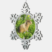 Marmot in Mount Rainier Wildbloemen Tin Sneeuwvlok Ornament (Rechts)