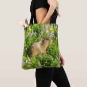 Marmot in Mount Rainier Wildbloemen Tote Bag (Dichtbij)