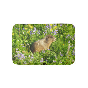 Marmot in Mount Rainier Wilde Bloemen Badmat