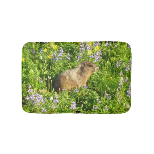 Marmot in Mount Rainier Wilde Bloemen Badmat (Voorkant)