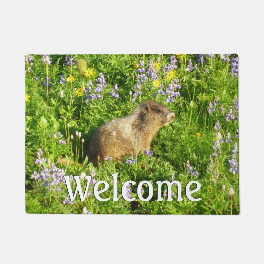 Marmot in Mount Rainier Wilde Bloemen Deurmat (Voorkant)