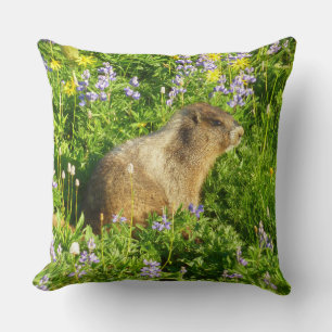 Marmot in Mount Rainier Wilde Bloemen Kussen
