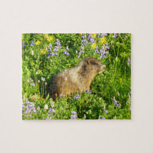 Marmot in Mount Rainier Wilde Bloemen Legpuzzel
