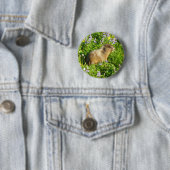 Marmot in Mount Rainier Wilde Bloemen Ronde Button 5,7 Cm (In situ)