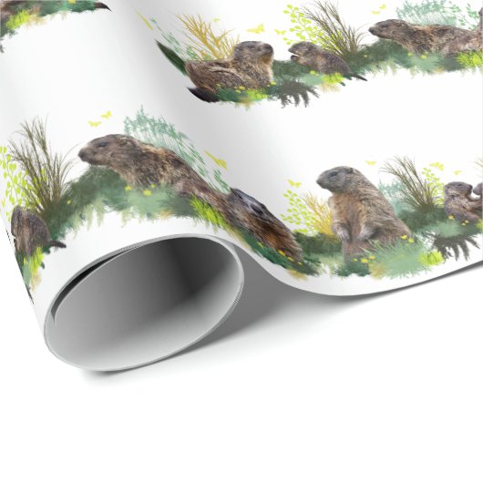 Marmot Meadow Wrapping Paper (kies kleur) Cadeaupapier (Rol Hoek)