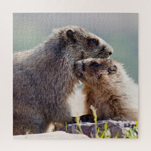 Marmot Moeder met Baby Legpuzzel (Verticaal)