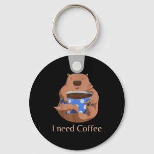 Marmot T-shirt Ik heb koffie nodig - Grappige koff Sleutelhanger