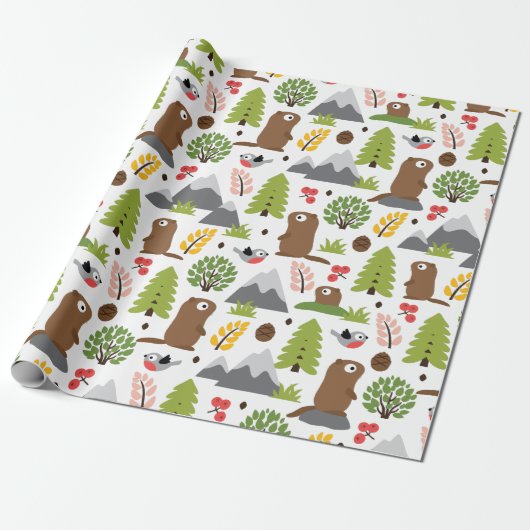 Marmots op een bergglade cadeaupapier (Uitgerold)