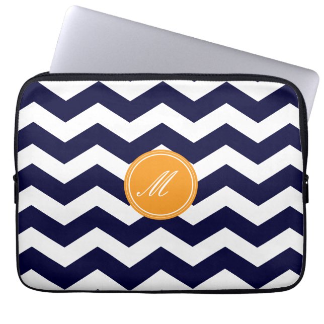 Marnay Blue Chevron Patroonhoes Laptop Sleeve (Voorkant)