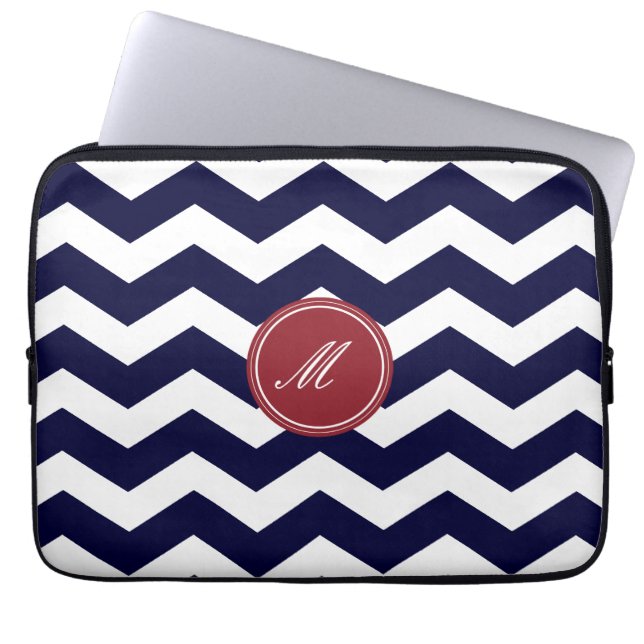 Marnay Blue Chevron Patroonhoes Laptop Sleeve (Voorkant)