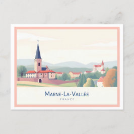 Marne-La-Vallée Frankrijk Pastel Reizen Briefkaart