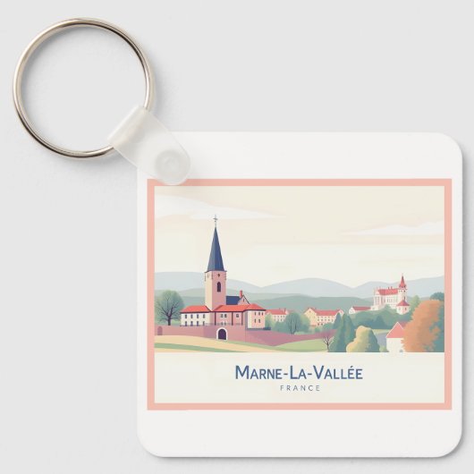 Marne-La-Vallée Frankrijk Pastel Reizen Sleutelhanger (Voorkant)