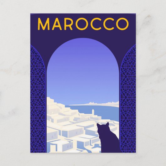 *~* Marocco Marokko Briefkaart Cat Window Ledge Bl (Voorkant)